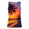 amazon deals of the day Big and Tall Graphic Tank Tops for Men Sleeveless Sunset Coconut Print Graphic Tee Shirts Casual Loose Pullover cotton shirts 2024 Yellow L view 3