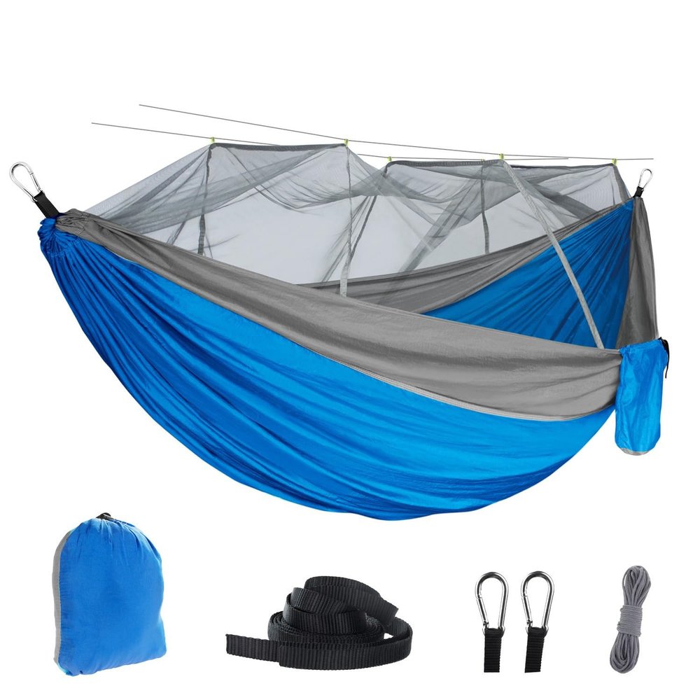 AISHULEI Hammock with Mosquito Net Lightweight Jungle Hammock for Trekking, Backpacking, Nylon Travel Hammock with Mosquito for Travel, Garden, Hiking, Survival (Color : N)