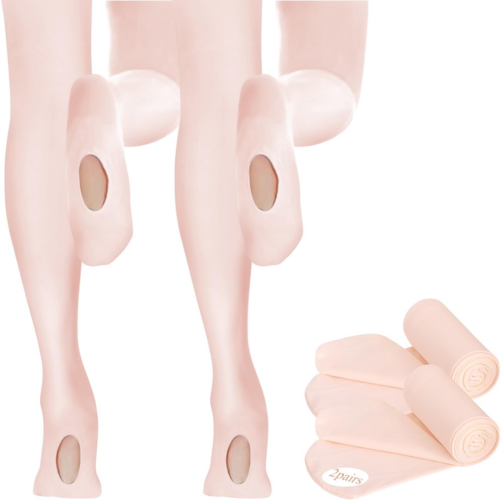 Buauty 2 Pairs Girl's Ballet Dance TightsConvertible Transition Toddler Pantyhose Kids Soft School Footed Legging Stockings (US, Age, 8 Years, 10 Years, 2pcs Pink)