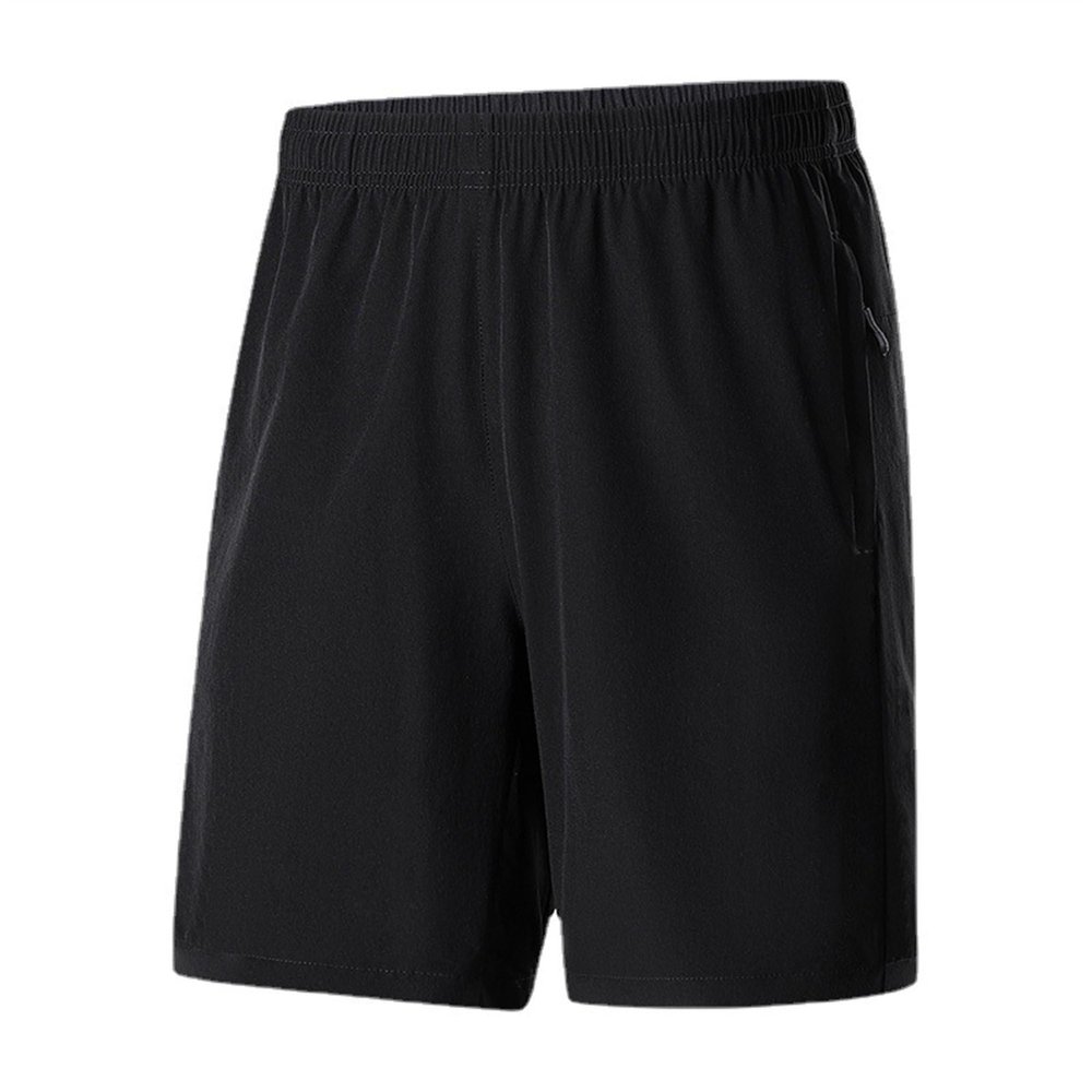 SWJGLITTR Mens Relaxed Elastic Waist Shorts Running Workout Zipper Pocket Short Athletic Fitness Gym Short Pant (Black,Medium)