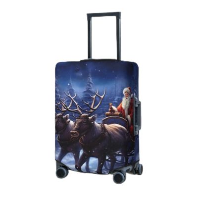 LZQPOEAS Travel Luggage Cover Suitcase Cover Suitcase Protector Snow Night Santa and Deer Luggage Washable Baggage Cover Elastic Anti-Scratch Suitcase Case Protector for Adult Personalized Suitcase