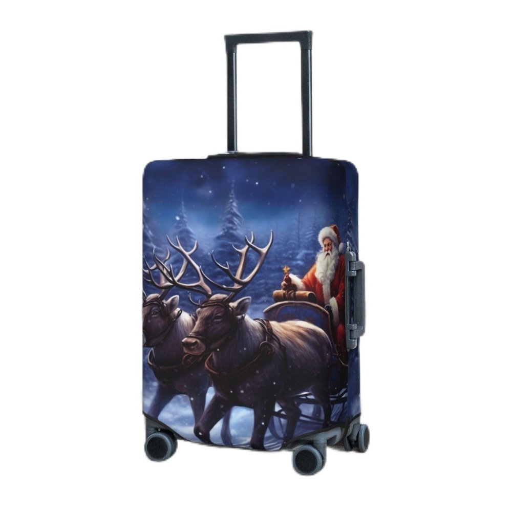LZQPOEAS Travel Luggage Cover Suitcase Cover Suitcase Protector Snow Night Santa and Deer Luggage Washable Baggage Cover Elastic Anti-Scratch Suitcase Case Protector for Adult Personalized Suitcase