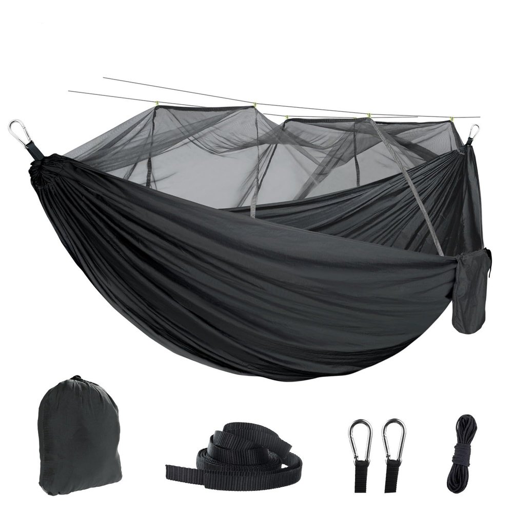 AISHULEI Hammock with Mosquito Net Lightweight Jungle Hammock for Trekking, Backpacking, Nylon Travel Hammock with Mosquito for Travel, Garden, Hiking, Survival (Color : Large)