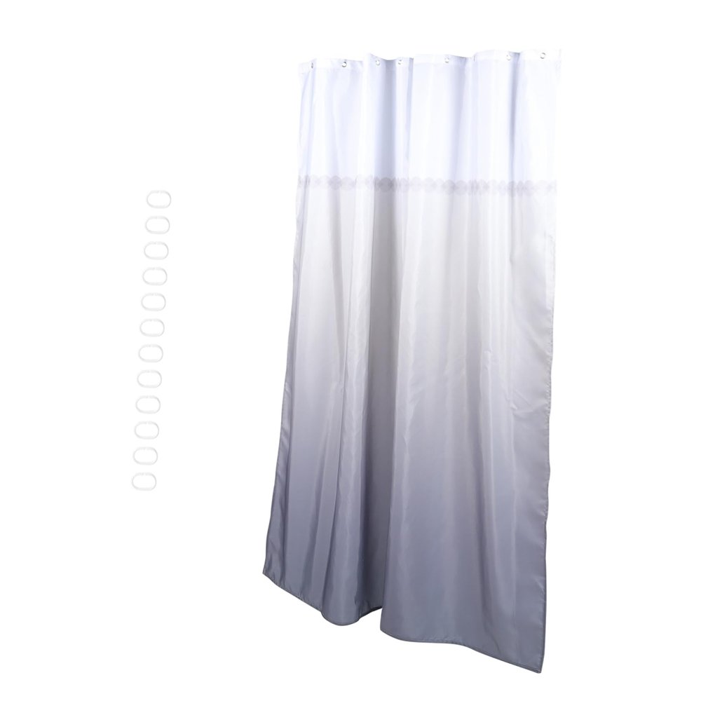 Ciieeo Shower Curtains and Liners Graduated Bath Curtain Family Use Easy to Use Hooks