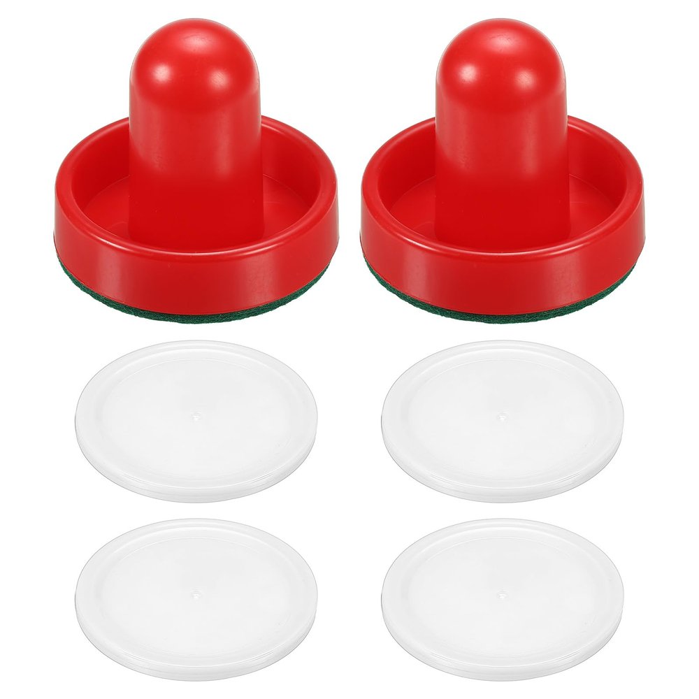 PATIKIL 60mm Air Hockey Pushers and Air Hockey Pucks, Handles Paddles Replacement Accessories for Games Tables(2 Pushers with Pads, 4 Pucks)