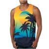 Muscularfit Men Men Tank Tops Graphic Palm Tree Print Crewenck Sleeveless Basic Tank Shirt Hawaiian Summer Beach Loose Pullover Mens Beach Tank Tops Green L view 1