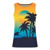 Muscularfit Men Men Tank Tops Graphic Palm Tree Print Crewenck Sleeveless Basic Tank Shirt Hawaiian Summer Beach Loose Pullover Mens Beach Tank Tops Green L view 3