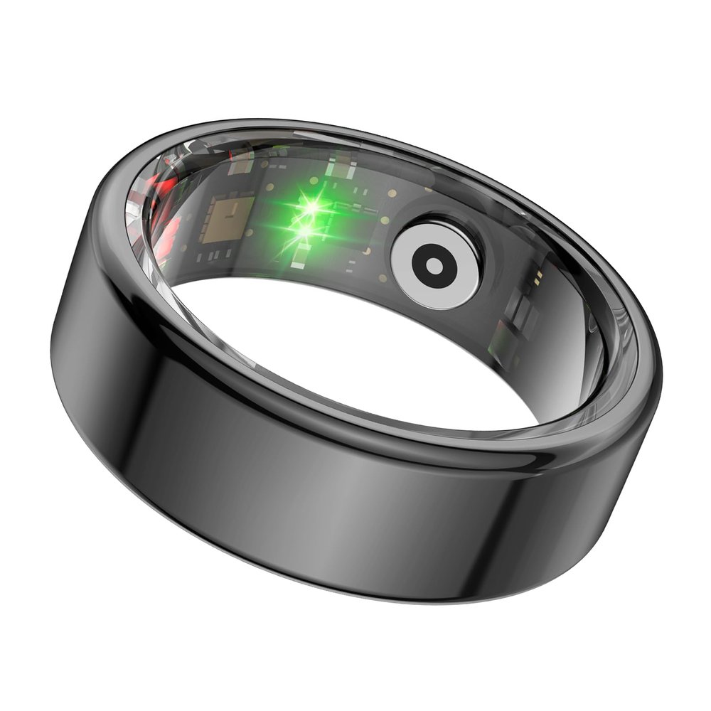Heayzoki Smart Ring, Bluetooth 5.1 Wearable Fitness Ring, Electric Book Page Turning Music Control Camera Remote Control Smart Ring with Body Temperature (Tarnish)
