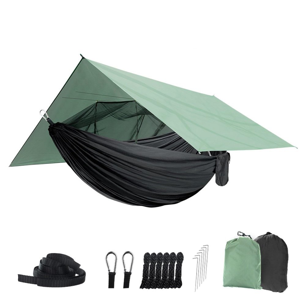 AISHULEI Camping Hammock Set Portable Single Hammock,Camping Hammock with Mosquito Net, Parachute Cloth Hammock for Camping, Backpacking Hikes, Outdoor Backyard (Color : C)