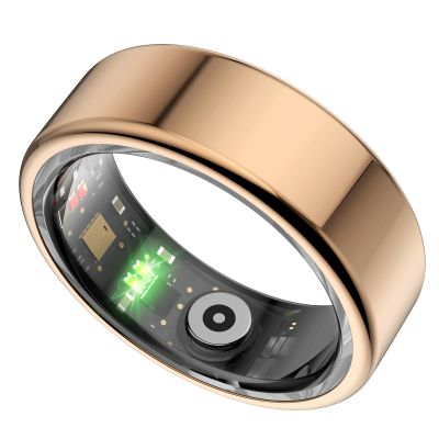 Heayzoki Smart Ring, Bluetooth 5.1 Wearable Fitness Ring, Electric Book Page Turning Music Control Camera Remote Control Smart Ring with Body Temperature (Rose Gold)