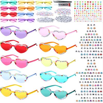 Saysurey 20 Pairs DIY Heart Sunglasses Popular Singer Themed Party Favors Friendship Heart Shaped Sunglasses for Girls Women Fans Birthday Party Supplies