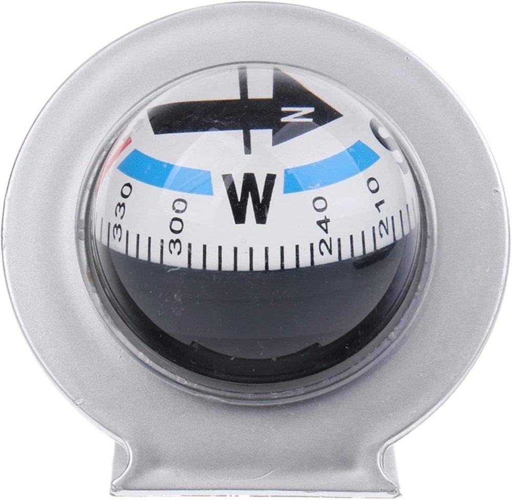 aiqiua Fast Response Auto Car Boat Truck 360 Degree Navigation Compass Dashboard Ball Mount for Camping Travel SilverProvide Accurate Direction Assistance, Easy to Carry