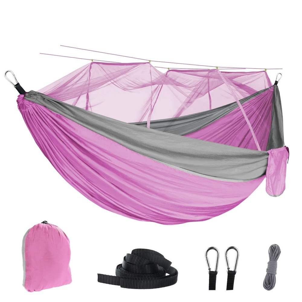 AISHULEI Hammock with Mosquito Net Lightweight Jungle Hammock for Trekking, Backpacking, Nylon Travel Hammock with Mosquito for Travel, Garden, Hiking, Survival (Color : J)