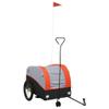 vidaXL Heavy-Duty Bike Cargo Trailer - Iron Tow Cart/Bicycle Carrier with Safety Flag, Black/Orange, Max Load 99.2 lb view 1