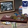 DECOMIL Challenge Coin Display Stand, Customized Name Plate, Military coin holder display, Solid Wood, 30 challenge coin holder, Gift for Veterans, Coin Rack Display Military Emblems (Air Force) view 3