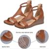 Ladmiple Womens Wedges Shoes Women's Closed Toe Espadrilles Wedges Tie Up Wedge Sandals Women's Elastic Ankle Strap Espadrilles Wedge Sandals view 3