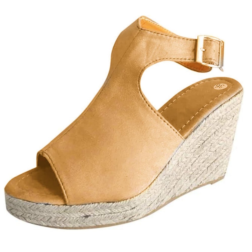 Ladmiple Espadrille Sandals For Women Size 11 Womens Wedge Sandals, Womens 2024 Summer Open Toe Breathable Beach Sandals Slip-On Straw Casual Wedges Shoes