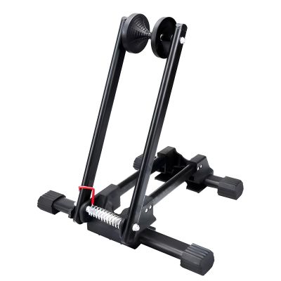 LANDEN EARTH Folding Bike Floor Stand Dual Slot Fit 16-29in Mountain & Road Bicycles for Garage Home Indoor Outdoor Bike Storage Parking Rack, black