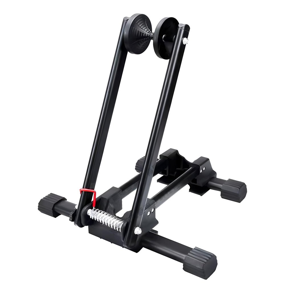 LANDEN EARTH Folding Bike Floor Stand Dual Slot Fit 16-29in Mountain & Road Bicycles for Garage Home Indoor Outdoor Bike Storage Parking Rack, black