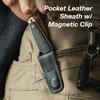 MKM Maniago Knife Makers MAKRO 2 Sheepsfoot Fixed Blade Knife and EDC Tool - M390 Super Steel, Full Tang, Designed by Jesper Voxnaes, Made in Italy, Includes Leather Sheath (Green Micarta / Black Blade) view 2