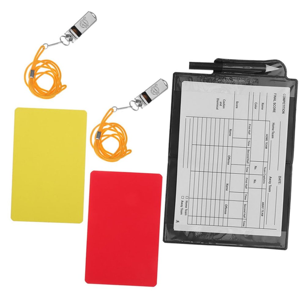 Yardwe Football Referee Kit Red Whistle Penalty Cards Notepad Pen for Soccer Matches