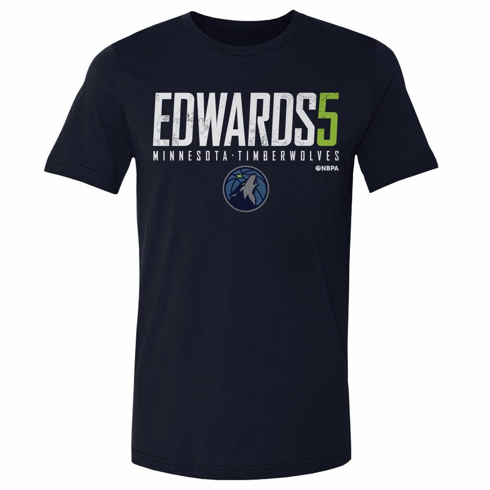 500 LEVEL Anthony Edwards Minnesota Timberwolves Shirt - Anthony Edwards Minnesota Timberwolves Elite WHT (True Navy, XX-Large)