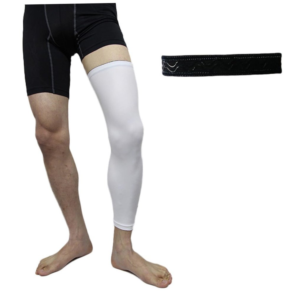 KOMBIUDA Compression Knee Sleeve and Ankle Support Socks for Sports White Stabilizing Leg Sleeve for Running Fitness and Injury Recovery