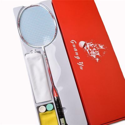 USYaya Professional Durable Adult Men Women Badminton Racket, 4U 82g G4 Full Carbon Fiber Sports Racquets (White bat+Blue line)