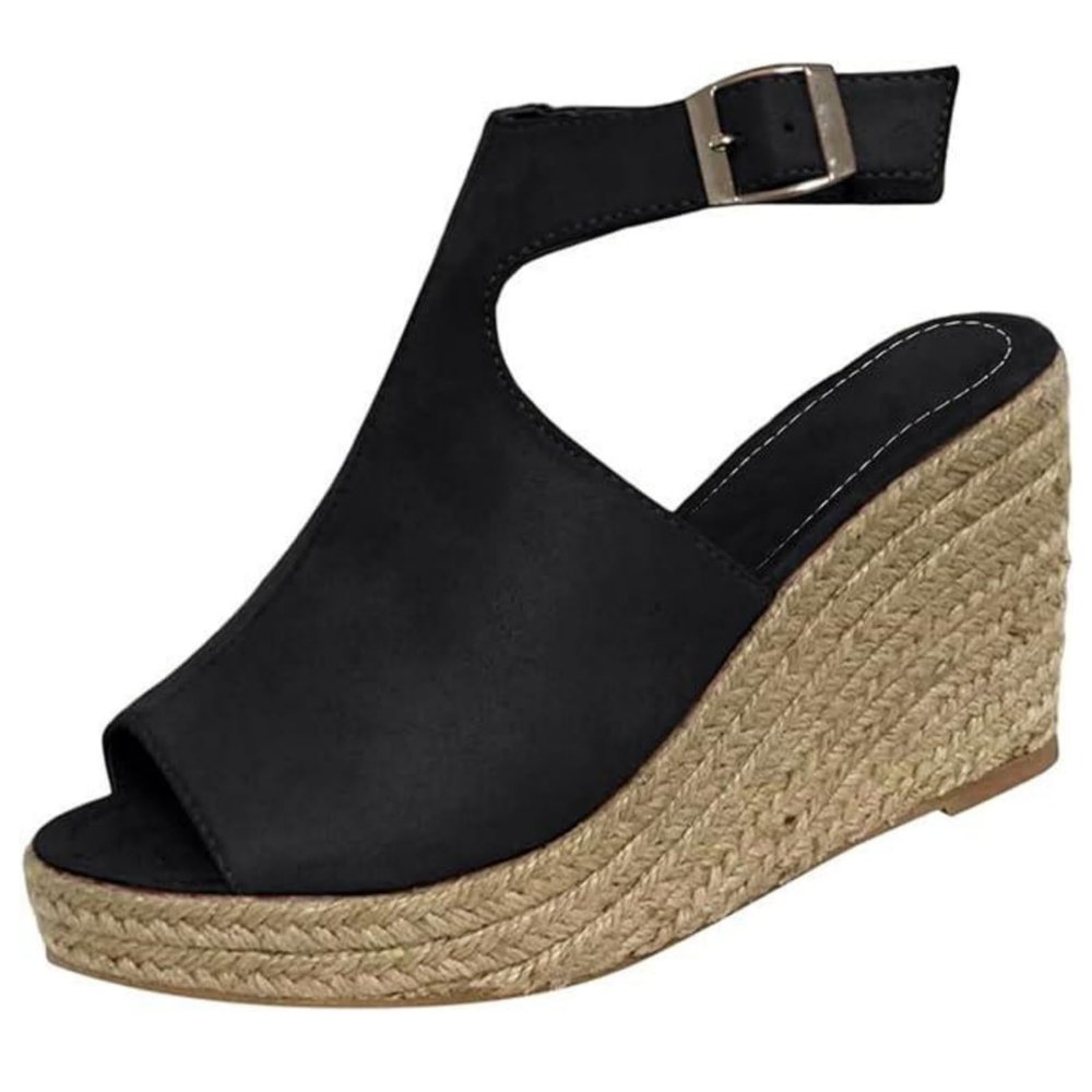 Ladmiple Wedge Sandals For Women Dressy Summer Womens Open Toe Espadrilles Dressy Platform Sandals Slip on Elastic Ankle Strap Wedges Sandals