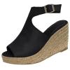 Ladmiple Wedge Sandals For Women Dressy Summer Womens Open Toe Espadrilles Dressy Platform Sandals Slip on Elastic Ankle Strap Wedges Sandals view 1