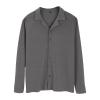 xoxingysm Mens Button Down Shirts Knitted Loose Fit Stretchy Textured Single Breasted Solid Long Sleeve Shirts Spring Fall Outdoor Hiking Camping Tops Soft Comfy Casual Tops Dark Gray view 4