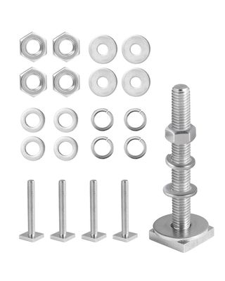 T Slot Bolts for Roof Rack Cross Bars, Platform, Cargo Basket, Stainless Square T Track Bolt Adapter to Secure Bike/Ski/Kayak Rack, Solar Panel, Awning (M8 x 65mm, 4mm Thick)
