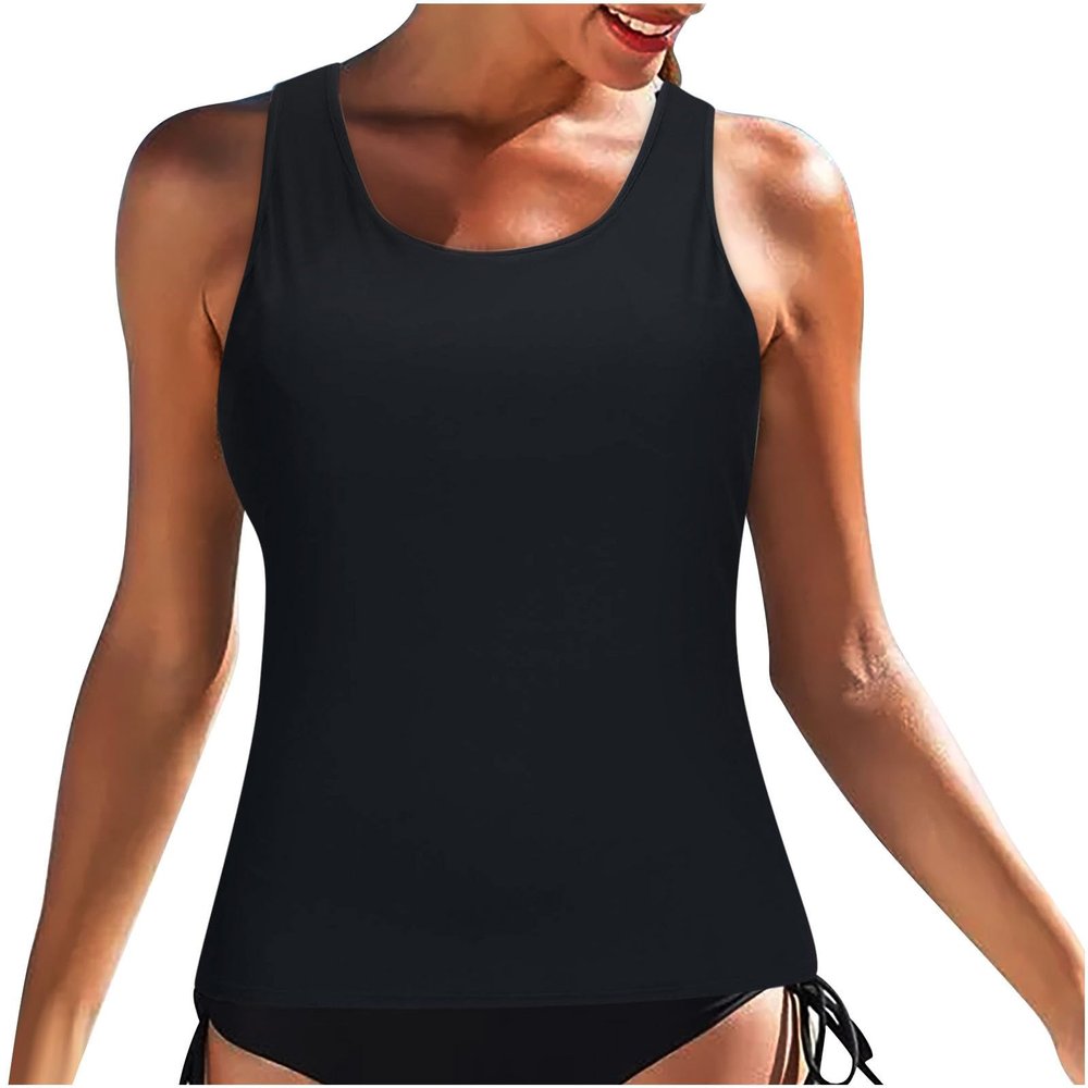 Tankini Tops for Women Swimwear Top Only Tummy Control Athletic Swimsuit Tank Top Modest High Neck Swim Tankini Top