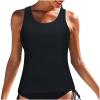 Tankini Tops for Women Swimwear Top Only Tummy Control Athletic Swimsuit Tank Top Modest High Neck Swim Tankini Top view 1