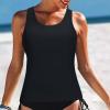 Tankini Tops for Women Swimwear Top Only Tummy Control Athletic Swimsuit Tank Top Modest High Neck Swim Tankini Top view 2