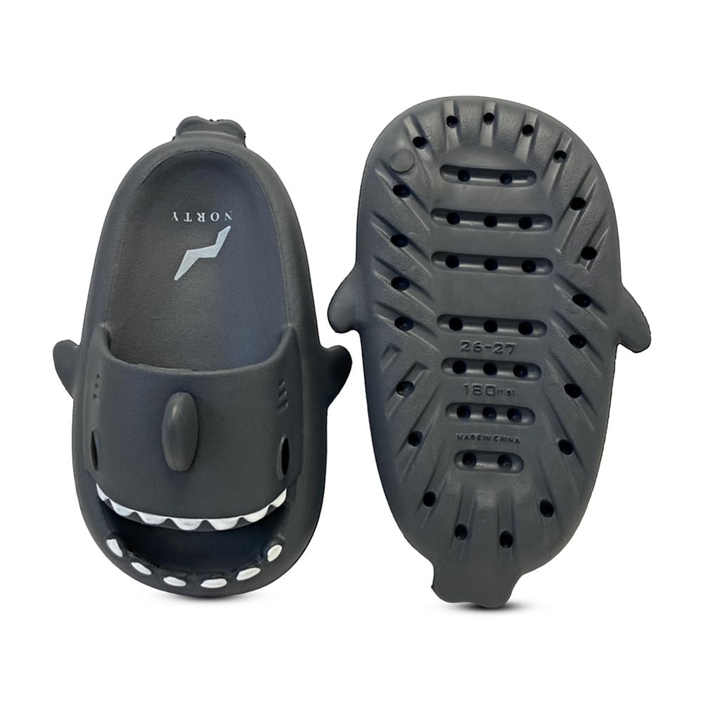 NORTY Boys Toddler to Big Boys Shark Cloud Slide, Charcoal 42327-3/3.5