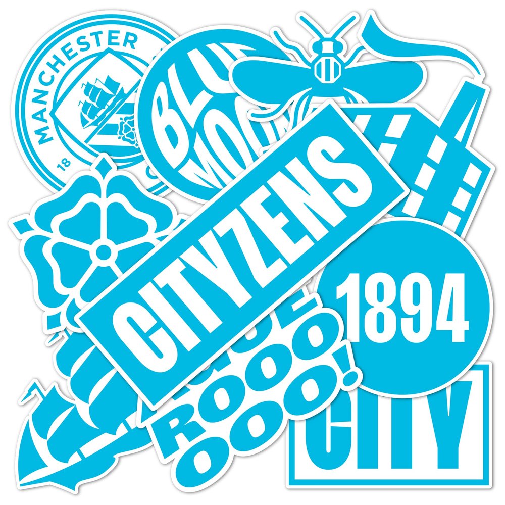 Desert Cactus Manchester City Sticker Man City MCFC Sheet Vinyl Football Soccer Decal Laptop Water Bottle Car Scrapbook (Type 2-3)