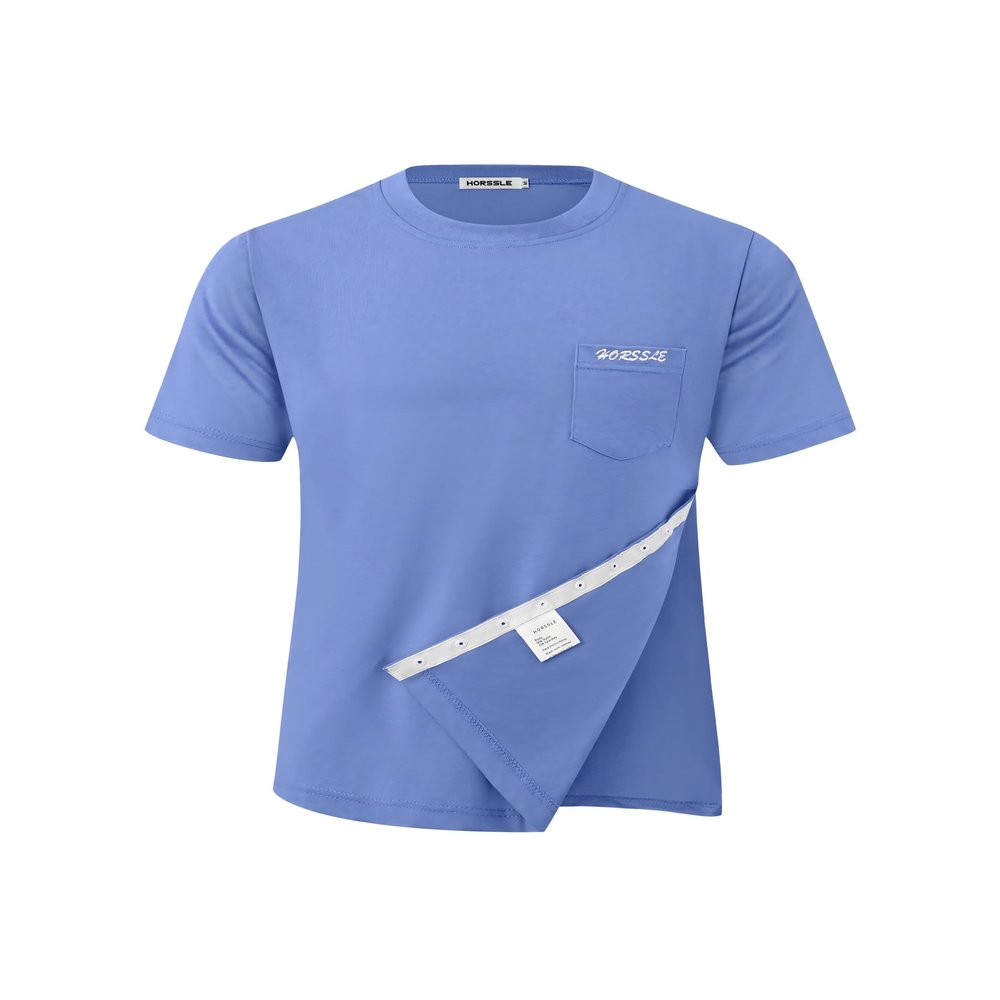 HORSSLE Post Shoulder Surgery Shirt, Comfy Wear After Surgery Short Sleeve Shirts, Full Open Side Snap Chemo & Dialysis Blue