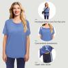 HORSSLE Post Shoulder Surgery Shirt, Comfy Wear After Surgery Short Sleeve Shirts, Full Open Side Snap Chemo & Dialysis Blue view 4