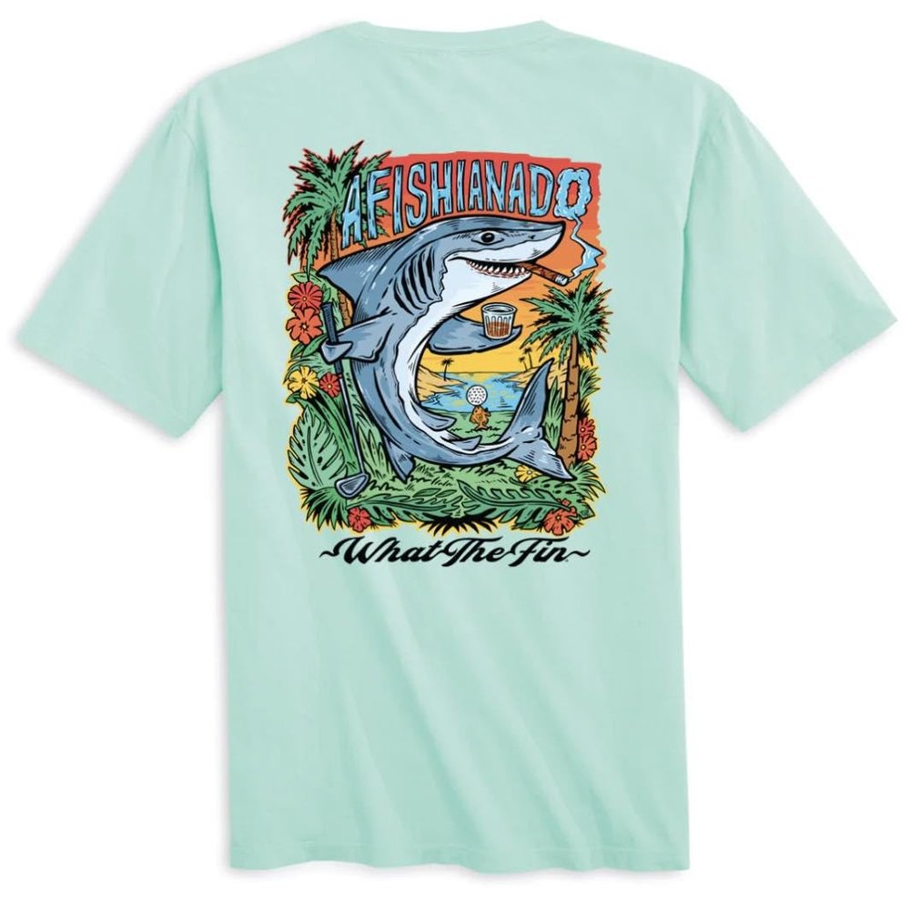 Afishianado - Adult T-Shirt - What The Fin (US, Alpha, Medium, Regular, Regular, Mint)