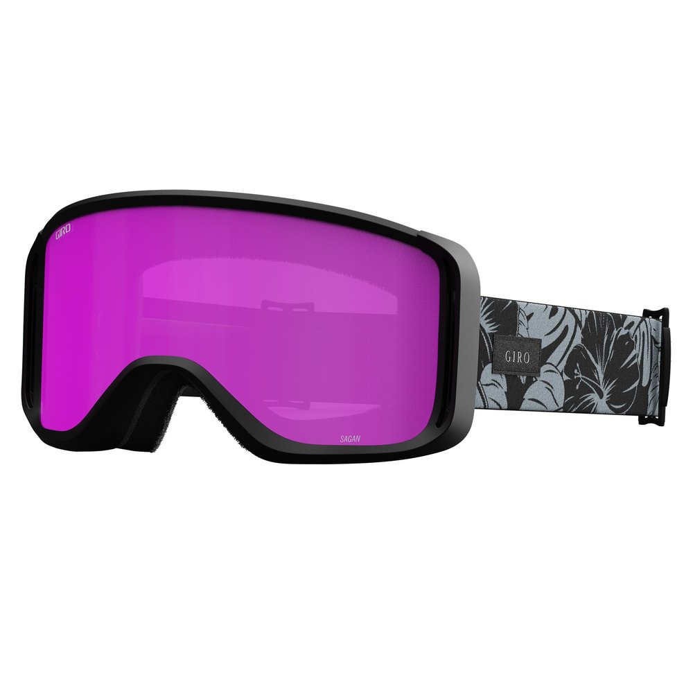 Giro Sagen Ski Goggles - Snowboard Goggles for Men, Women and Youth - Black/Grey Botanical LX Strap with Amber Pink/Yellow Lenses