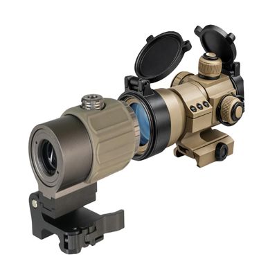 Combo of 2-3X Magnifier G3Sight Scope Airsoft with Switch to Side Mount for 20mm Rail Apply & Tactical Scope Reflex Stinger 4 MOA Red - Green Dot Sight with Picatinny Mount