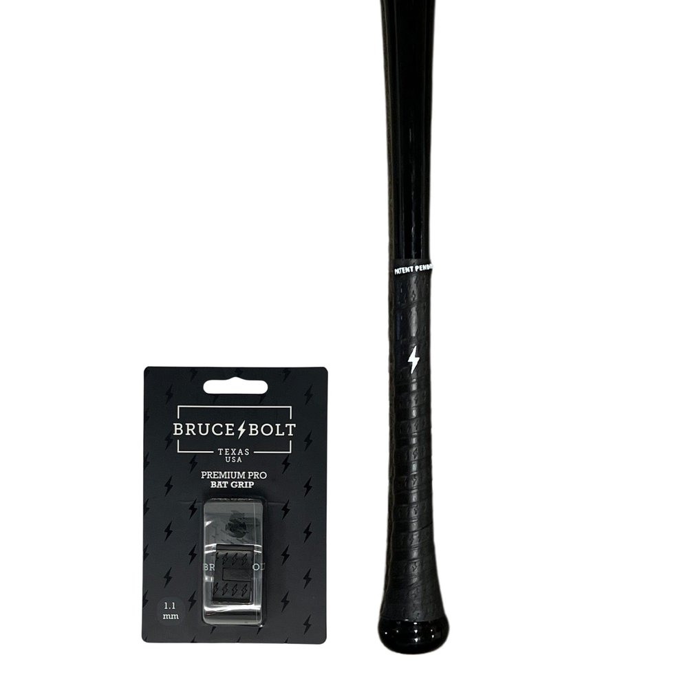 BRUCE BOLT Premium Pro Baseball & Softball Black Bat Grip - 1.1mm