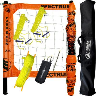 Park & Sun Sports Spectrum Classic: Adjustable Professional Outdoor Volleyball Net System, Classic Orange Net - Ideal for Beach, Grass, and Backyard Games - Durable, Easy Setup, Anti-Sag, Portable