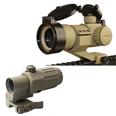 Combo of 2-3X Magnifier G3Sight Scope Airsoft with Switch to Side Mount for 20mm Rail Apply & Tactical Scope Reflex Stinger 4 MOA Red - Green Dot Sight with Picatinny Mount