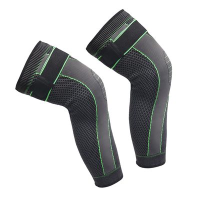 FRCOLOR Breathable Nylon Knee Protector Sleeve for Fitness Running and Daily Activities Comfortable Support for Men and Women Green with Non-slip Design