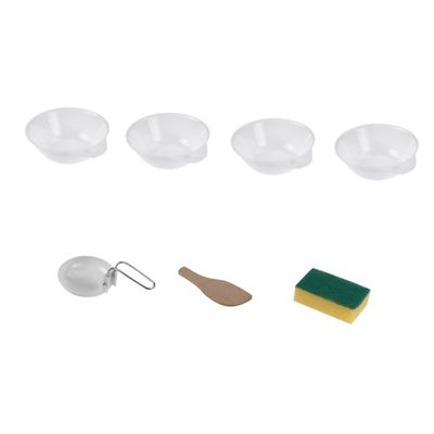 POPETPOP 7pcs Portable Outdoor Camping Tableware Set Lightweight Plastic Bowls Soup Spoon Wooden Turner and Sponge for Easy Cleaning and Travel