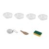 POPETPOP 7pcs Portable Outdoor Camping Tableware Set Lightweight Plastic Bowls Soup Spoon Wooden Turner and Sponge for Easy Cleaning and Travel view 1
