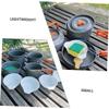 POPETPOP 7pcs Portable Outdoor Camping Tableware Set Lightweight Plastic Bowls Soup Spoon Wooden Turner and Sponge for Easy Cleaning and Travel view 3