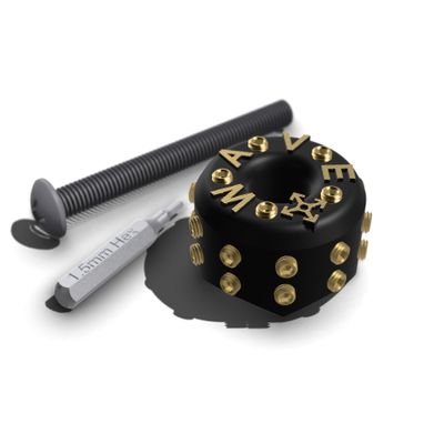 Barnacle Footstop for Longboard Skateboard, Downhill or Surfskate (Assembled Kit w/Hardware & Tool, Black/Gold + Brass Metal Studs, Low Barrel 0.60in)